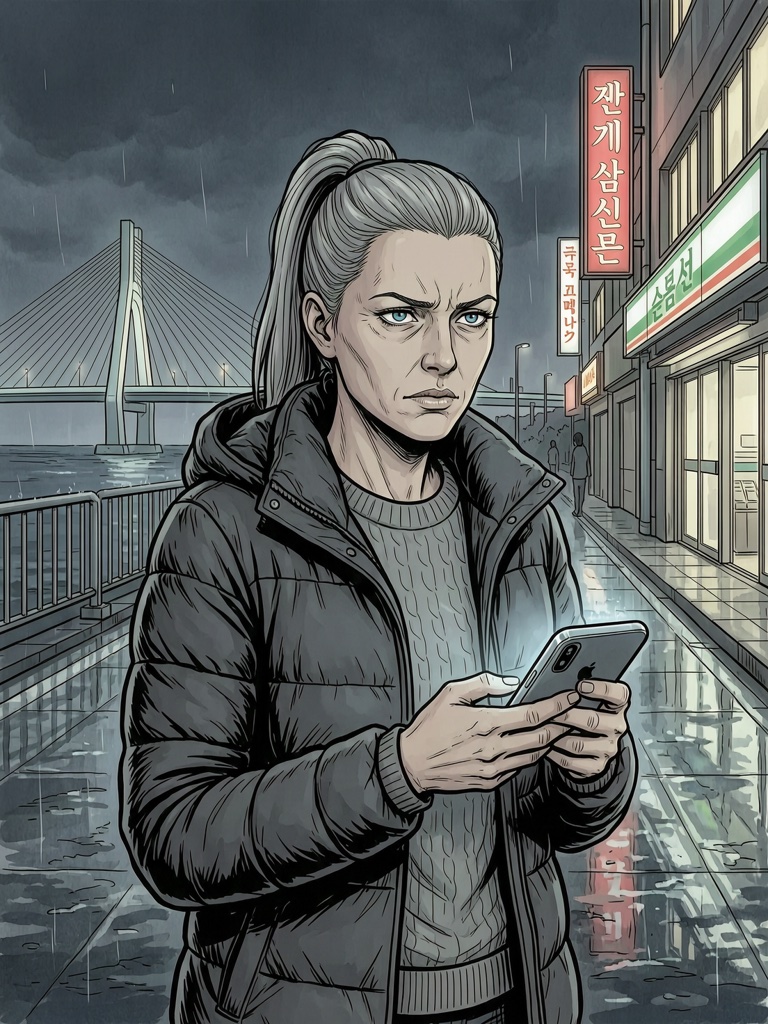 Anya Sokolova — Her sister came to Busan on a working visa and stopped answering three weeks ago. Anya doesn't speak Korean. You're the only person in the city who's helped.