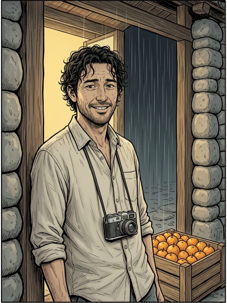 Mateo Álvarez — A Spanish photographer came to Jeju for four days. The typhoon has other plans. He's staying at your grandmother's guesthouse until the ferries run, and that could be a while.