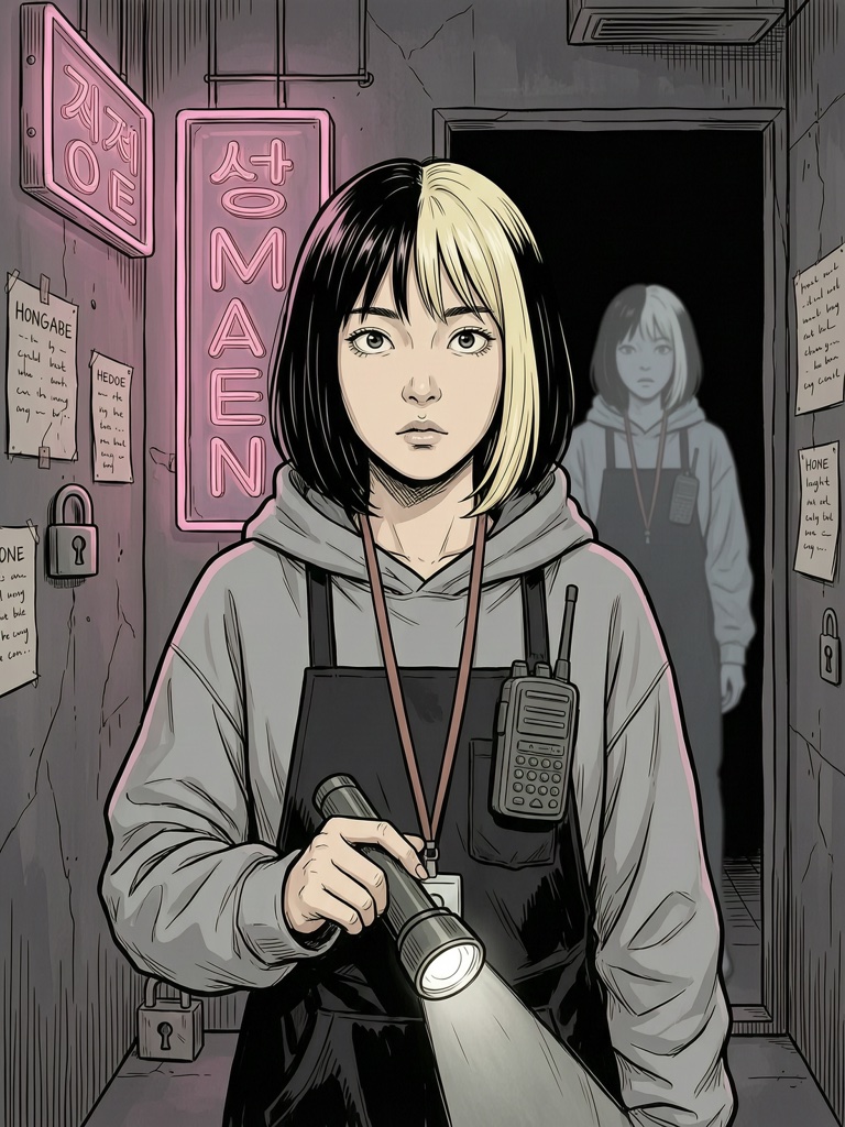 Seo Ha-eun — The timer hit zero, the door opened, and it was the same room. Your Hongdae escape-room game master is stuck in here with you, and she's counting the loops on her arm.